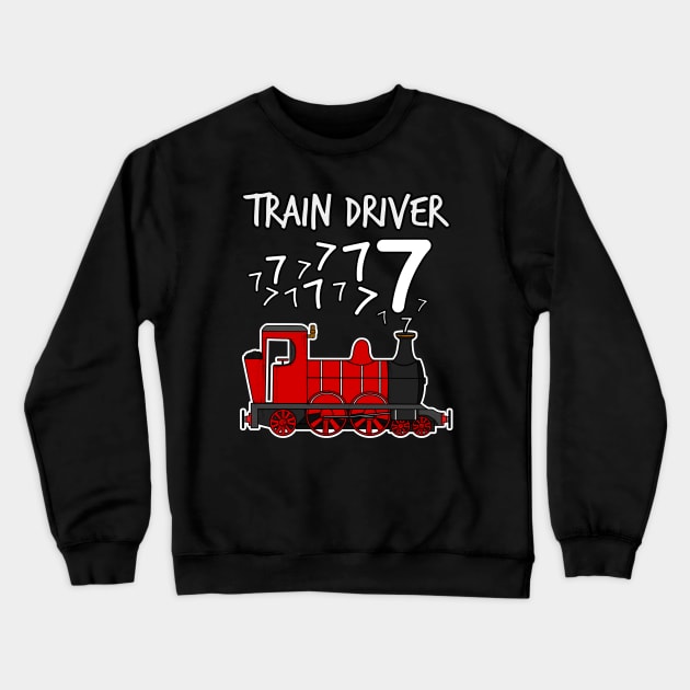 Train Driver 7 Year Old Kids Steam Engine Crewneck Sweatshirt by doodlerob